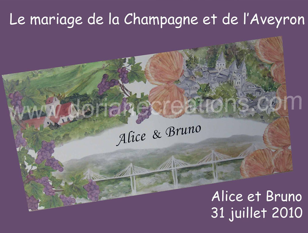 faire-part mariage d'après original peint à l'aquarelle