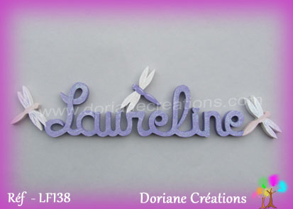 lettres bois Laureline libellules