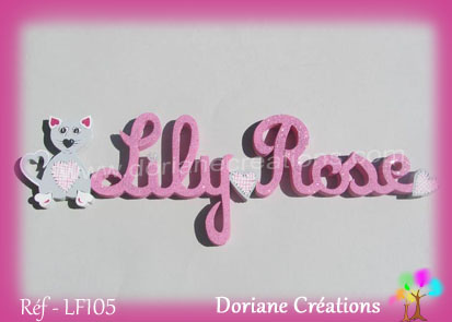 prénom-bois Lily-Rose-chat