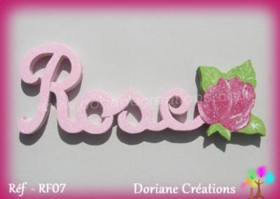 Prénom bois Rose avec rose