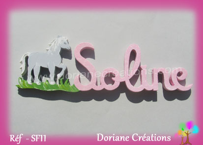 Prénom-bois-Soline-cheval