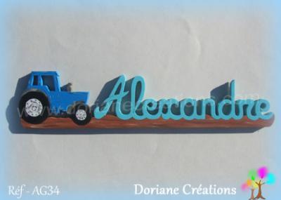 prénom en bois alexandre tracteur