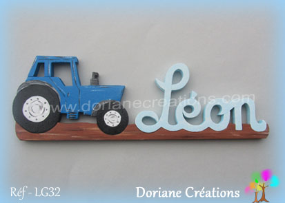 prénom en bois léon tracteur