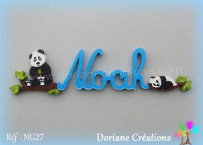 prénom en bois Noah pandas