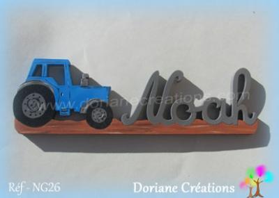 prénom en bois Noah tracteur