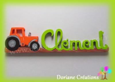 prénom en bois tracteur Clément