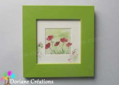 Cadre vert coquelicots - 18x18cm