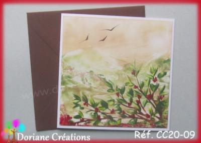 carte paysage ocre et fleurs rouge