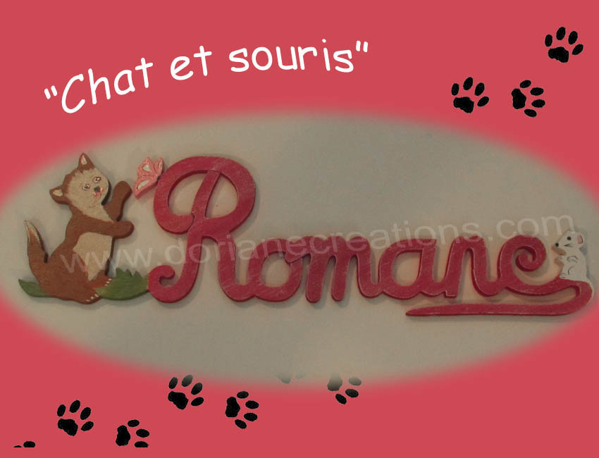 Deco chambre d enfant chat et souris 6 lettres