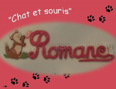 06 lettres - Prénom bois Chat et Souris