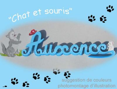 07 lettres - Prénom bois Chat et Souris