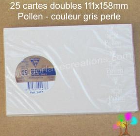 25 Cartes doubles Pollen 111X158, couleur gris perle