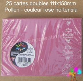 25 Cartes doubles Pollen 111X158, couleur rose hortensia