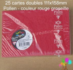 25 Cartes doubles Pollen 111X158, couleur rouge groseille