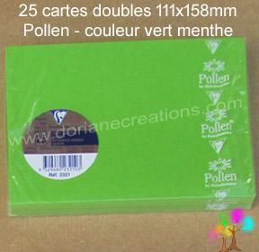 25 Cartes doubles Pollen 111X158, couleur vert menthe