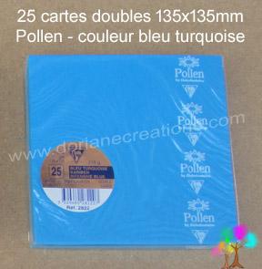 25 Cartes doubles Pollen 135X135, couleur bleu turquoise