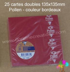 25 Cartes doubles Pollen 135X135, couleur bordeaux