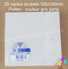 25 Cartes doubles Pollen 135X135, couleur gris perle