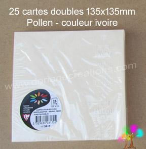 25 Cartes doubles Pollen 135X135, couleur ivoire