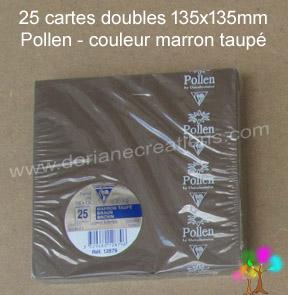 25 Cartes doubles Pollen 135X135, couleur marron taupé