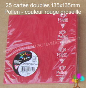 Gamme pollen de clairefontaine carte double 135x135mm rouge groseille