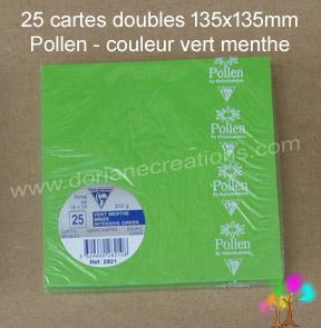 25 Cartes doubles Pollen 135X135, couleur vert menthe