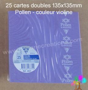 25 Cartes doubles Pollen 135X135, couleur violine