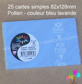 25 Cartes simples Pollen 82X128, couleur bleu lavande