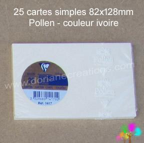 25 Cartes simples Pollen 82X128, couleur ivoire