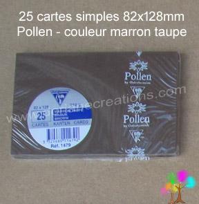 25 Cartes simples Pollen 82X128, couleur marron taupé