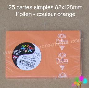 25 Cartes simples Pollen 82X128, couleur clémentine