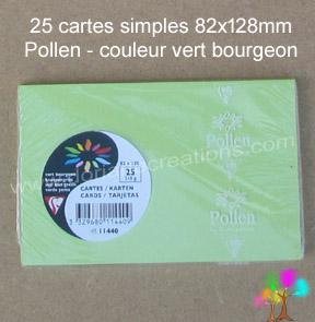 25 Cartes simples Pollen 82X128, couleur vert bourgeon