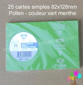 25 Cartes simples Pollen 82X128, couleur vert menthe