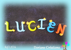 Lettres bois etoiles prenom lucien