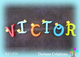 Lettres bois etoiles prenom victor