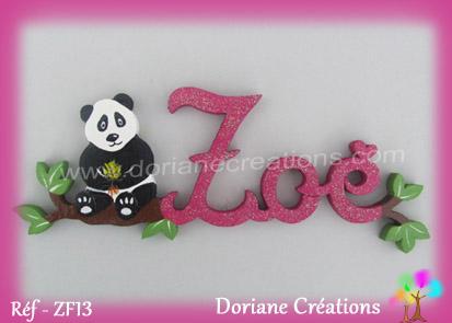 Lettres bois panda zoe