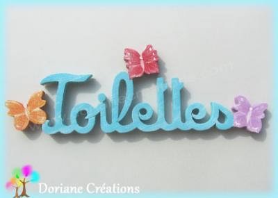 Lettres bois TOILETTES avec papillons