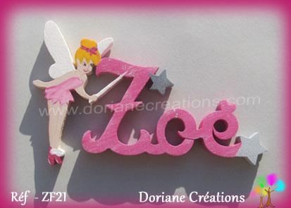 Lettres en bois zoe avec fee clochette