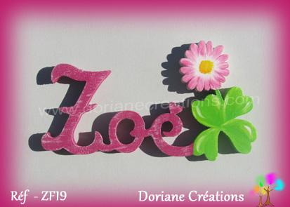 Lettres en bois zoe avec paquerette