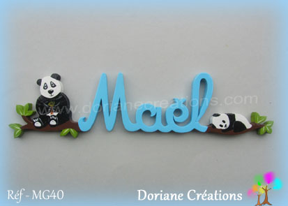 Lettres prenom bois mael avec pandas