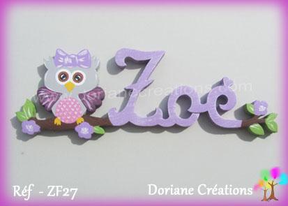 Lettres prenombois chouette zoe