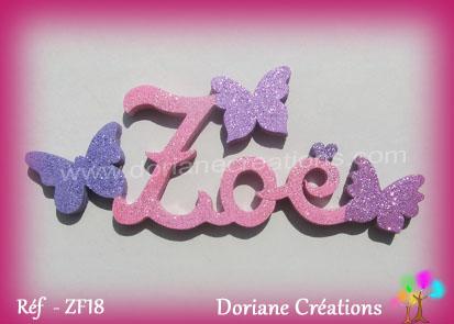 Lettres zoe en bois decor papillons