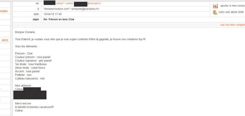 Mail cliente prenom 3