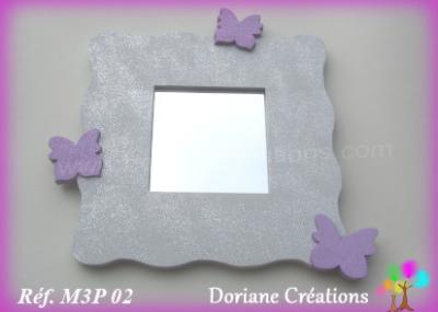 02- Miroir gris clair 3 papillons parmes