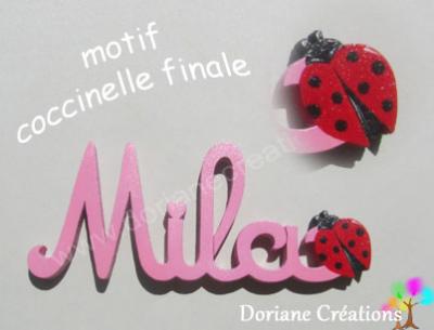 25- Motif coccinelle finale pour prénom en bois