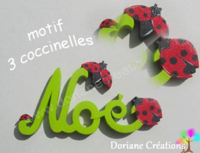 25.1- Motif coccinelles pour prénom en bois