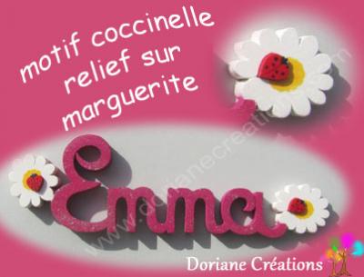 25.2- Motif coccinelle sur marguerite pour prénom en bois