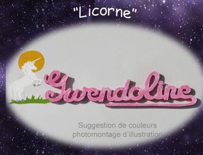 10 lettres - Prénom en bois licorne