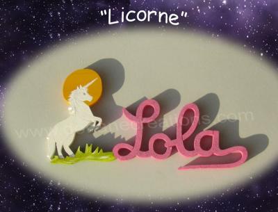 04 lettres - Prénom en bois licorne