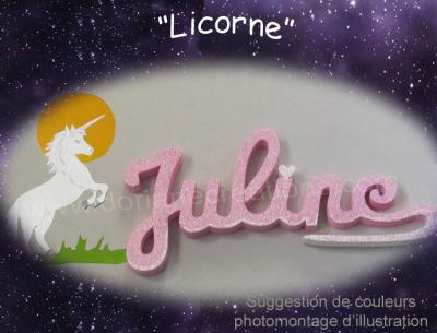 06 lettres - Prénom en bois licorne